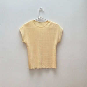 Vintage - Butter Yellow Cottagecore Accordion Pleated Top